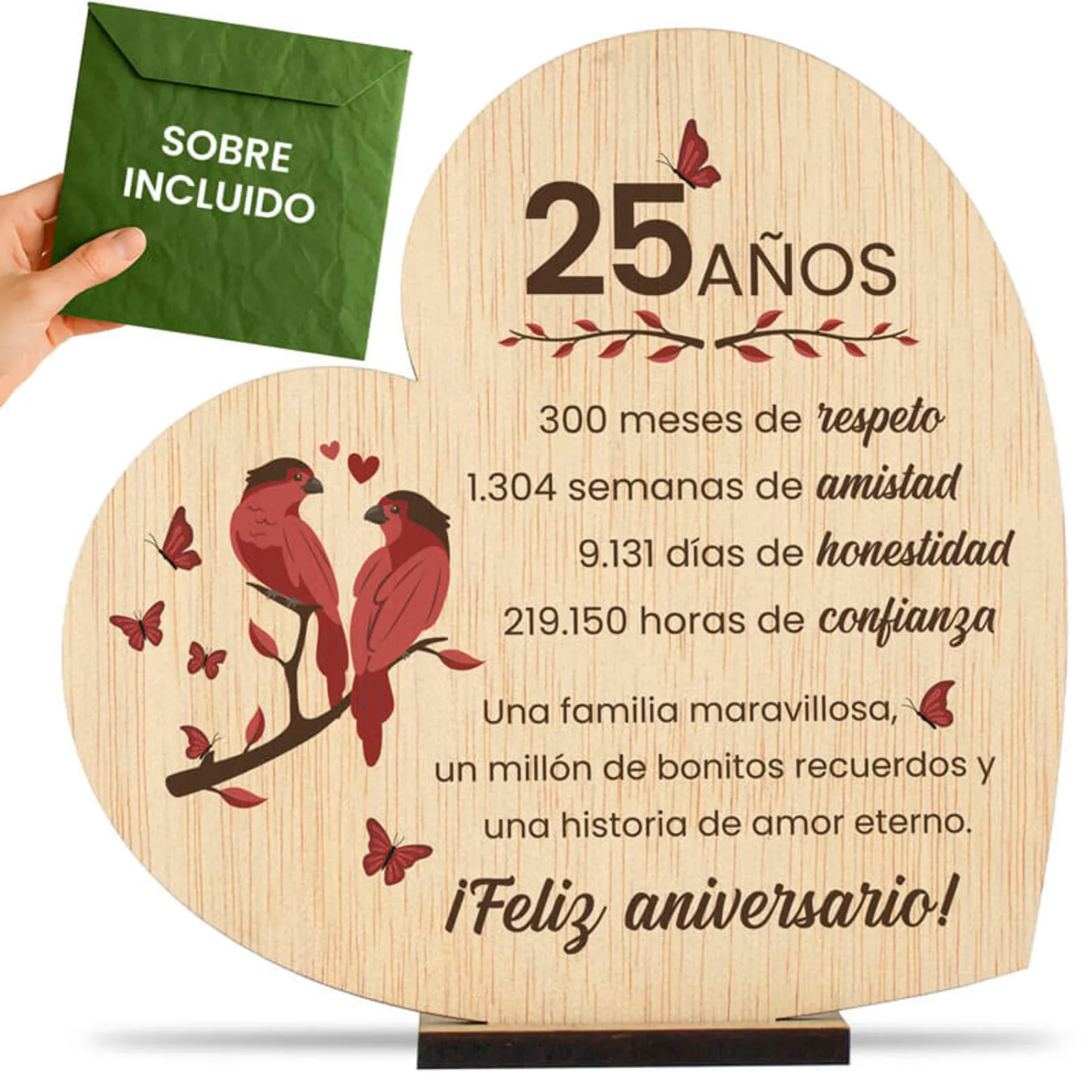 Wooden heart cards for anniversary
